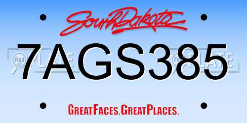7AGS385 South Dakota License Plate