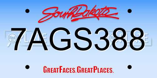 7AGS388 South Dakota License Plate