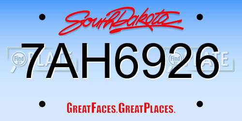 7AH6926 South Dakota License Plate