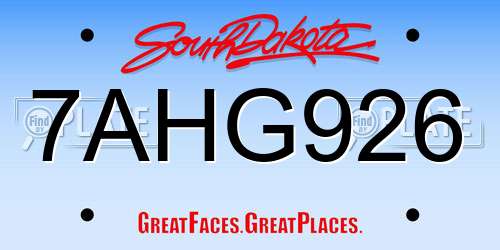 7AHG926 South Dakota License Plate