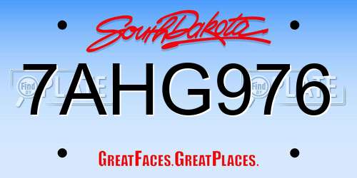 7AHG976 South Dakota License Plate