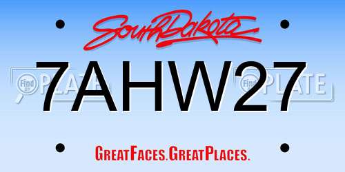 7AHW27 South Dakota License Plate