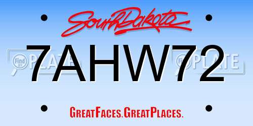 7AHW72 South Dakota License Plate