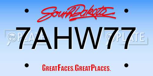 7AHW77 South Dakota License Plate