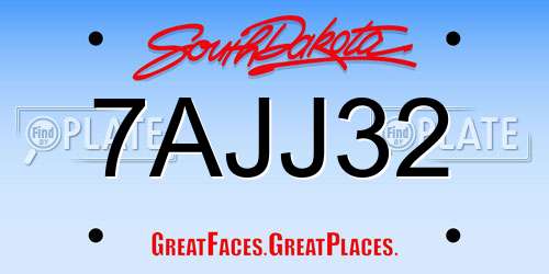 7AJJ32 South Dakota License Plate