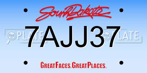 7AJJ37 South Dakota License Plate