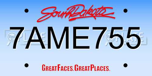 7AME755 South Dakota License Plate