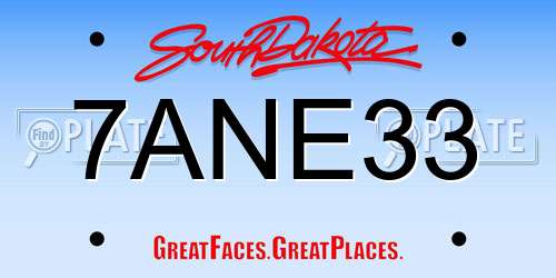 7ANE33 South Dakota License Plate