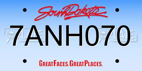 7ANH070 South Dakota License Plate