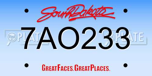 7AO233 South Dakota License Plate