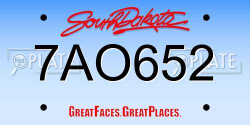 7AO652 South Dakota License Plate
