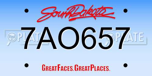 7AO657 South Dakota License Plate