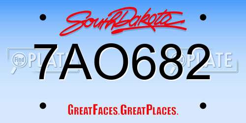 7AO682 South Dakota License Plate