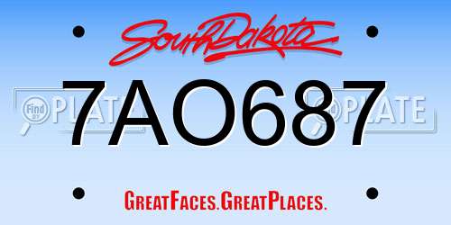 7AO687 South Dakota License Plate