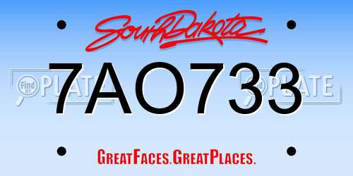 7AO733 South Dakota License Plate