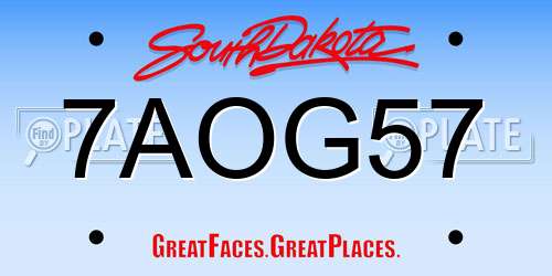 7AOG57 South Dakota License Plate