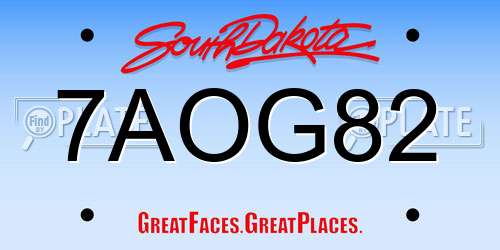 7AOG82 South Dakota License Plate