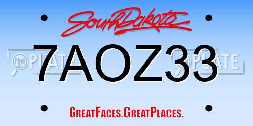 7AOZ33 South Dakota License Plate