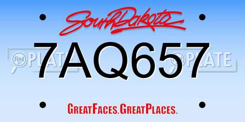7AQ657 South Dakota License Plate