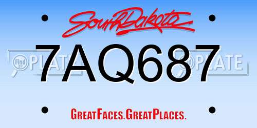 7AQ687 South Dakota License Plate