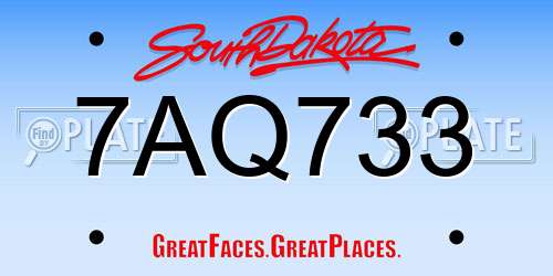 7AQ733 South Dakota License Plate