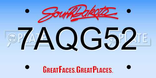 7AQG52 South Dakota License Plate