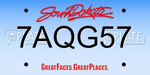 7AQG57 South Dakota License Plate