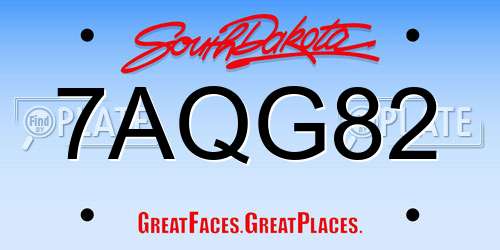 7AQG82 South Dakota License Plate