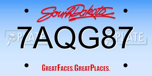 7AQG87 South Dakota License Plate