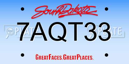 7AQT33 South Dakota License Plate