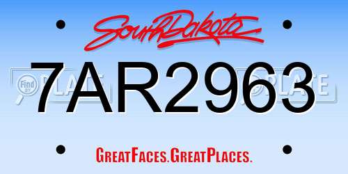 7AR2963 South Dakota License Plate