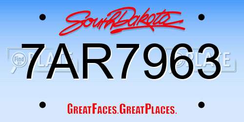 7AR7963 South Dakota License Plate