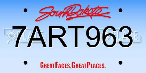 7ART963 South Dakota License Plate