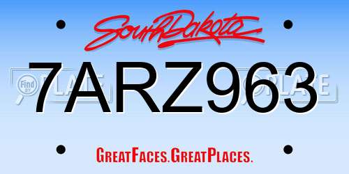 7ARZ963 South Dakota License Plate