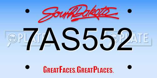 7AS552 South Dakota License Plate
