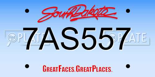 7AS557 South Dakota License Plate