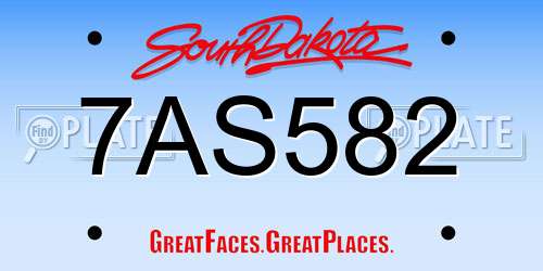 7AS582 South Dakota License Plate