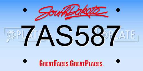 7AS587 South Dakota License Plate