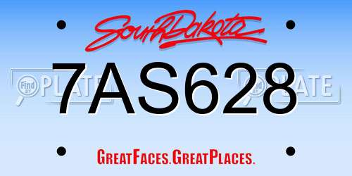 7AS628 South Dakota License Plate