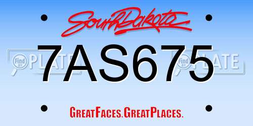 7AS675 South Dakota License Plate