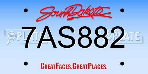 7AS882 South Dakota License Plate