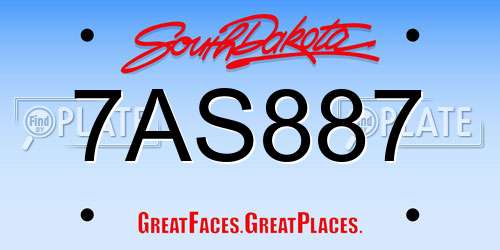 7AS887 South Dakota License Plate