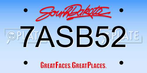 7ASB52 South Dakota License Plate