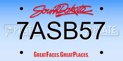 7ASB57 South Dakota License Plate