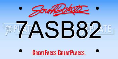 7ASB82 South Dakota License Plate