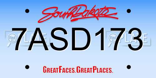 7ASD173 South Dakota License Plate