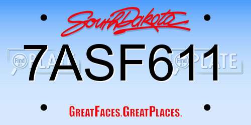 7ASF611 South Dakota License Plate