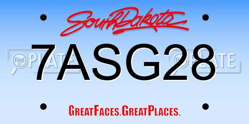 7ASG28 South Dakota License Plate