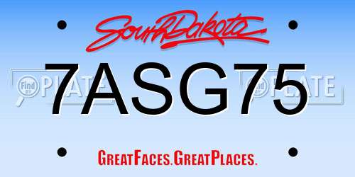 7ASG75 South Dakota License Plate