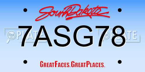 7ASG78 South Dakota License Plate
